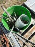 Pallet with logging chain, load binders , ice tongs etc