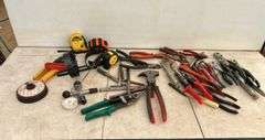 Qty of tape measures, pliers, side cutters, filter wrenches etc.