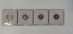 4 Dimes - 1917 - 1919 - 1920 - 1936 - Silver Dimes