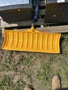 Pair of plastic storage boxes, snow shovel, folding sawhorses