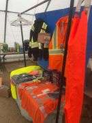 Flame -resistant zip style heavyweight hoodie, hi-viz rain jacket, light weight bib overall,