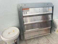 2 containers of tile adhesive and a fan louver 16"x16"