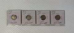 4 Dimes - 1917 - 1919 - 1920 - 1936 - Silver Dimes