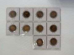 10 - Large Pennies - 1859 Victorian to 1920 - Mixed Dates