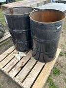 2 metal barrels