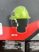 Hard hat mounted ear muffs, disposable masks, bio hazard waste bags