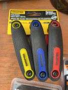 File set, chisels, electrical tape, tape measures, chalk lines, socket sets, folding hex keys etc