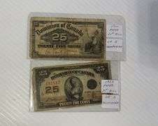 1900 "Shinplaster" or Paper Twenty-Five Cent Bill & 1923 "Shinplaster or Paper Twenty-Five