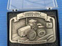 John Deere 70 series four-wheel-drive tractor " The Power To Lead " 1993 belt buckle