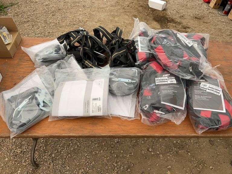 5 of Universal 2pt harness XL, 5of shock absorbing lanyards 6ft & a couple of misc harness’s not in 