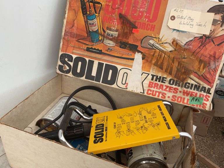 Rigid taper reamer, small swivel base vise, Solid fuel welding torch - condition unknown