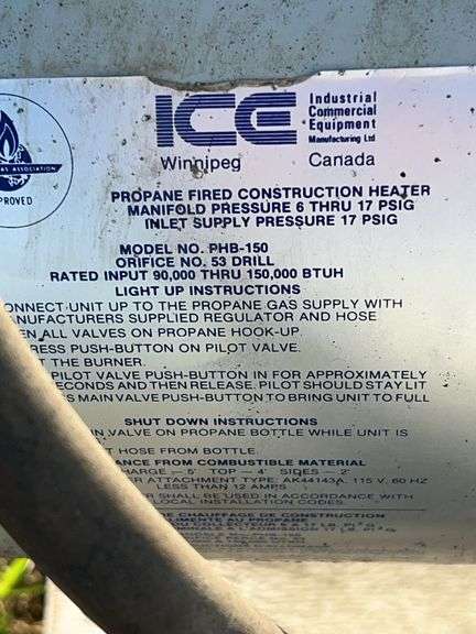 Propane fired Construction heater