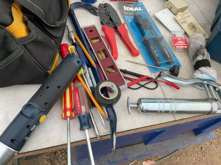 DeWalt tool bag, plastic toolbox, comes with a large quantity of specialty wire fittings, wire crimp