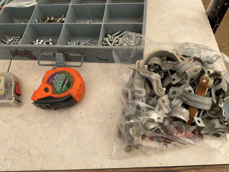 Sheet metal kit of screws, quantity of 1/2" by 1 1/2" carriage bolts, miscellaneous screws, small ch