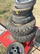 Misc utility tires, fuel nozzle, metal stand