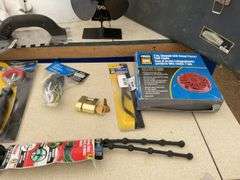 Universal spill kit, ultra pro plastic toolbox, missing top handle, small Rubbermaid toolbox, LED K