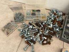 Sheet metal kit of screws, quantity of 1/2" by 1 1/2" carriage bolts, miscellaneous screws, small ch