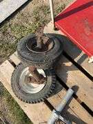 Misc utility tires, fuel nozzle, metal stand