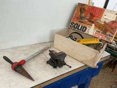 Rigid taper reamer, small swivel base vise, Solid fuel welding torch - condition unknown