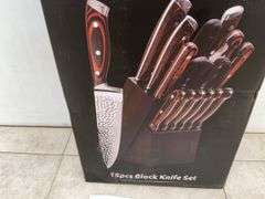 15pc kitchen knife set c/w block and sharpener