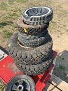 Misc utility tires, fuel nozzle, metal stand