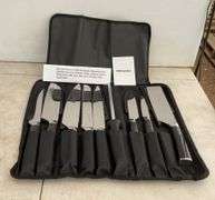 8 piece Chef Knife Set with roll bag and sharpening stick