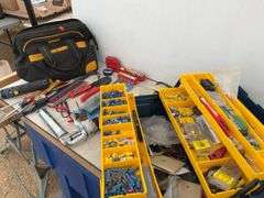 DeWalt tool bag, plastic toolbox, comes with a large quantity of specialty wire fittings, wire crimp