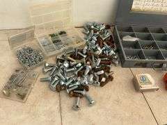 Sheet metal kit of screws, quantity of 1/2" by 1 1/2" carriage bolts, miscellaneous screws, small ch