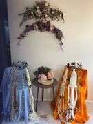 OFFSITE MELFORT: Silk Swag, silk flowers, salt lamps, Antique plant stand