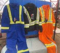 2 pair of flame-resistant coveralls size 46R and a flame-resistant hoodie size Large