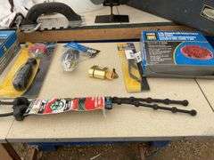 Universal spill kit, ultra pro plastic toolbox, missing top handle, small Rubbermaid toolbox, LED K