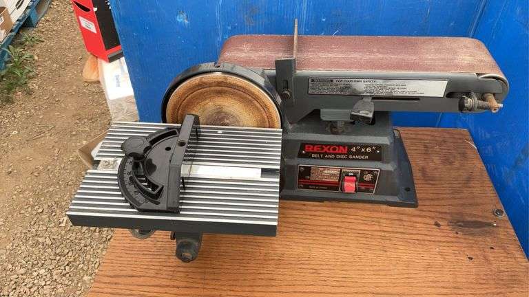 4" belt sander with 6" disc sander on shop built stand - working condition
