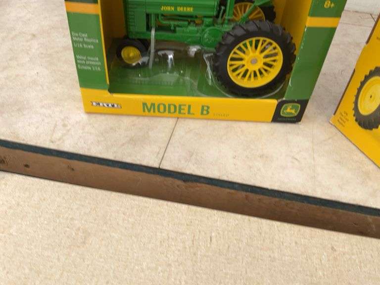 John Deere Model A Styled and a John Deere Model B Styled- 1/16 scale - in original box