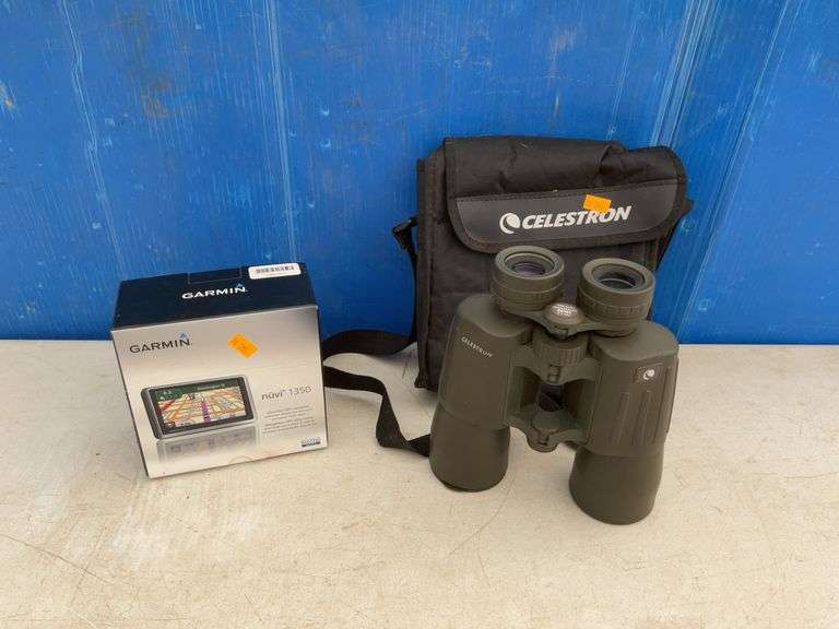 Unused Garmin nuvi 1350, a pair of CELESTRON binoculars 10 x 50 power waterproof - hardly used