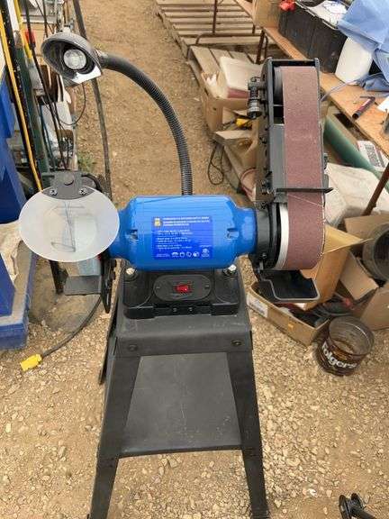 Combination 2" belt sander and 6" grinder on stand - working condition