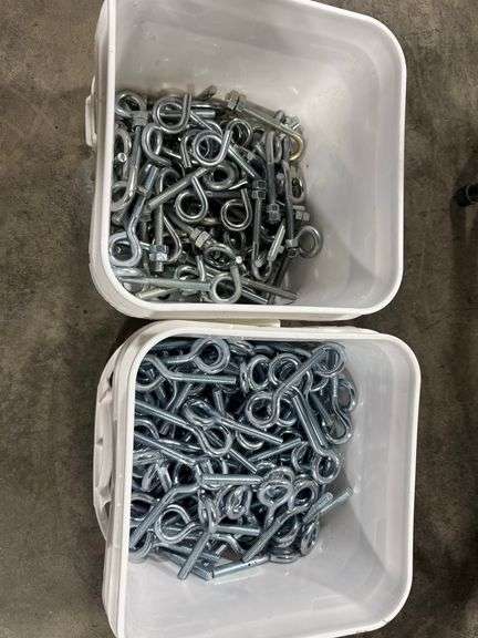 2 partial buckets of 3/8" eye bolts