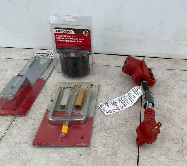 Generator power adapter plug, Autocraft water pump socket, steering wheel lock plate remover, Autocr