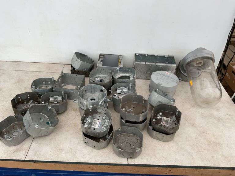 Quantity of unused electrical outlet boxes, one explosion proof light fixture