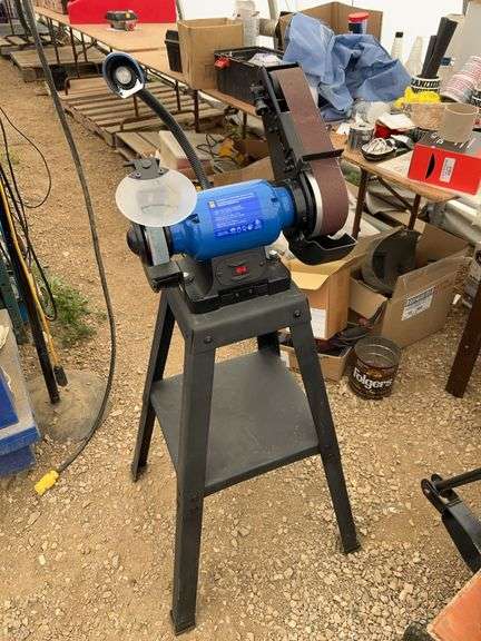 Combination 2" belt sander and 6" grinder on stand - working condition