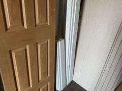 10 - unused 28” x 80” interior doors, several door jams, 1 - 24” x 80" interior door