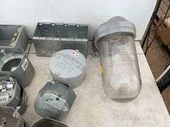 Quantity of unused electrical outlet boxes, one explosion proof light fixture