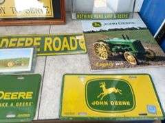 Quantity of John Deere license plates, print etc