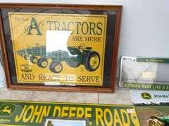 Quantity of John Deere license plates, print etc