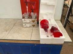 Pair of unused candle holders ,2 sets of 4 glass sauce boats