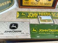 Quantity of John Deere license plates, print etc