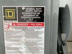 3 unused Square D general duty safety switch, 60 amp 240 V AC, measures 14 1/2" x 6 1/2"