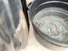 2 canners, 1 gal. Medalta crock, 5 gal. ice water crock etc