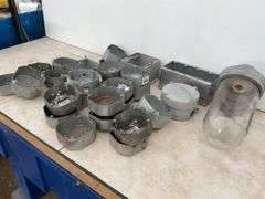 Quantity of unused electrical outlet boxes, one explosion proof light fixture