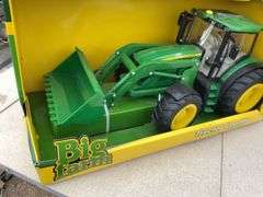 John Deere 6210R tractor with loader, loader raises and lowers, hood opens, removable cab, working l