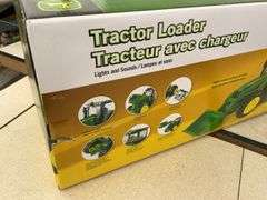 John Deere 6210R tractor with loader, loader raises and lowers, hood opens, removable cab, working l